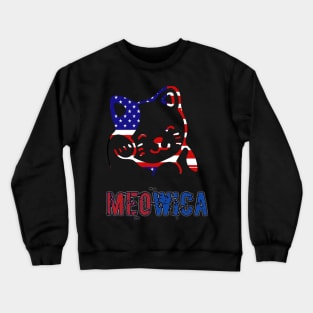 Meowica USA American Flag Cat T-Shirt funny t-shirt and gift Meowica t-shirt 4th of July t-shirt Crewneck Sweatshirt